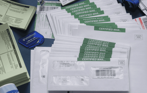 Certified mail Envelopes